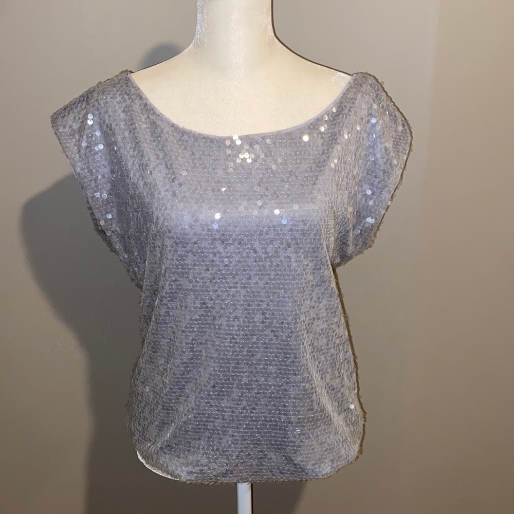Express Grey/Silver Sequin Top